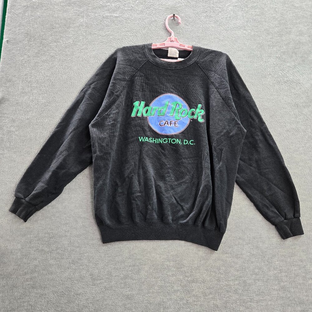 VINTAGE Hard Rock Cafe Washington DC Men Sweatshirt XL Gray Logo Graphic Print